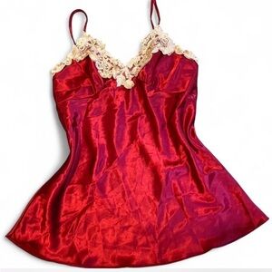 Red Satin like Lace Trim Camisole